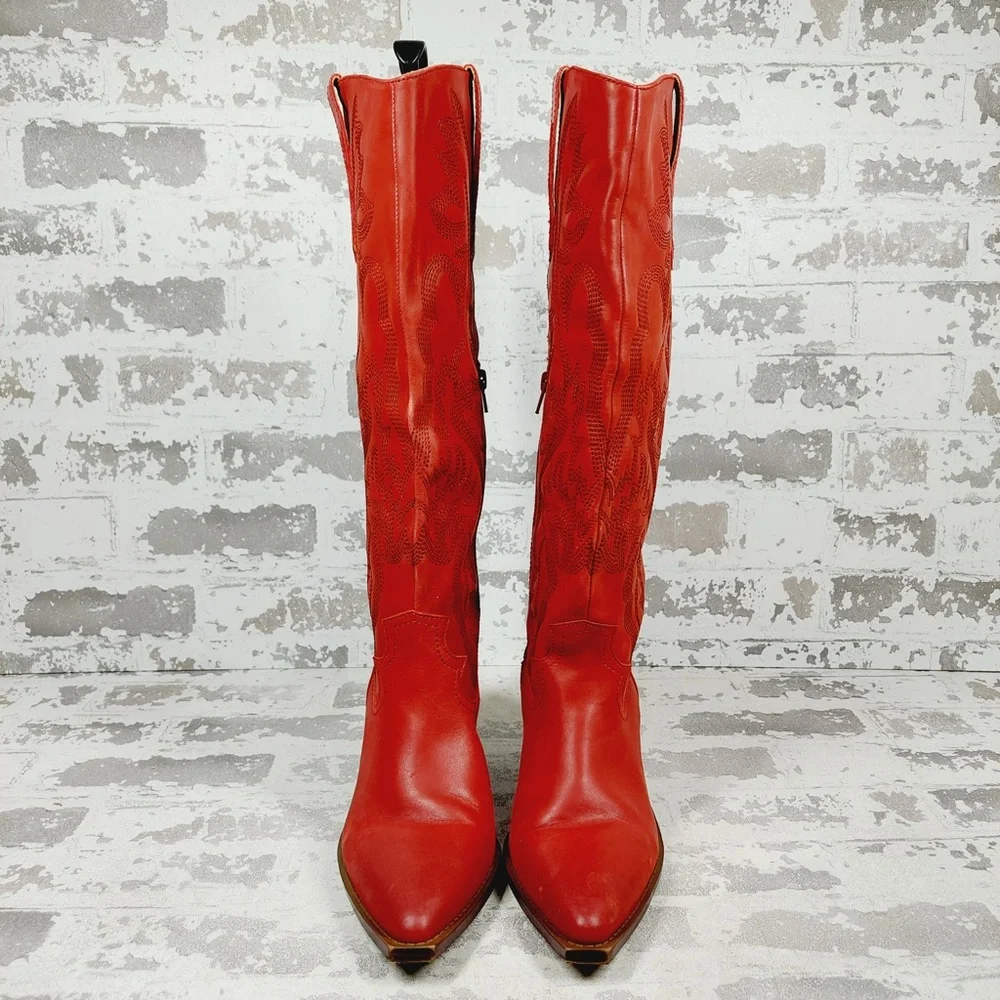 Crown Vintage Red Heeled Boots - Picture 7 of 15